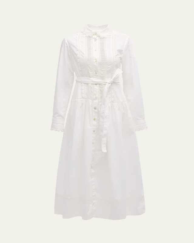 Ariane Embroidered Long-Sleeve Shirtdress